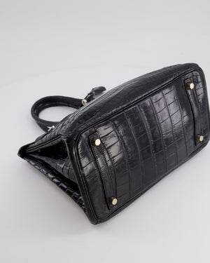*RARE* Hermès Birkin Retourne 30cm Bag in Black Matte Niloticus Crocodile Leather with Palladium Hardware