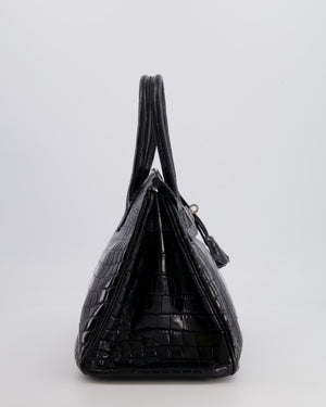 *RARE* Hermès Birkin Retourne 30cm Bag in Black Matte Niloticus Crocodile Leather with Palladium Hardware
