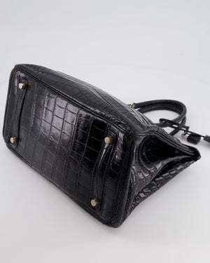 *RARE* Hermès Birkin Retourne 30cm Bag in Black Matte Niloticus Crocodile Leather with Palladium Hardware