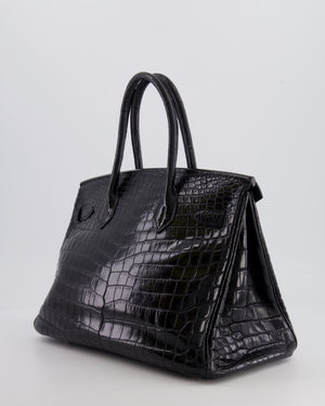*RARE* Hermès Birkin Retourne 30cm Bag in Black Matte Niloticus Crocodile Leather with Palladium Hardware