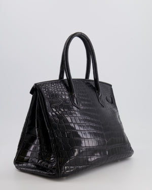 *RARE* Hermès Birkin Retourne 30cm Bag in Black Matte Niloticus Crocodile Leather with Palladium Hardware