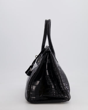 *RARE* Hermès Birkin Retourne 30cm Bag in Black Matte Niloticus Crocodile Leather with Palladium Hardware