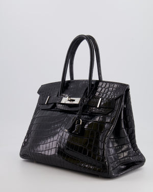 *RARE* Hermès Birkin Retourne 30cm Bag in Black Matte Niloticus Crocodile Leather with Palladium Hardware