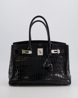 *RARE* Hermès Birkin Retourne 30cm Bag in Black Matte Niloticus Crocodile Leather with Palladium Hardware
