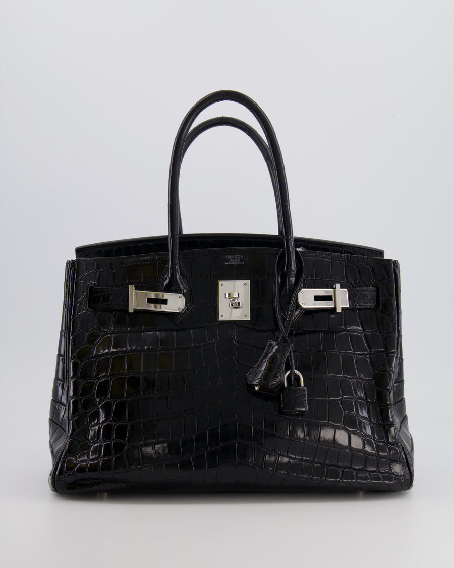 *RARE* Hermès Birkin Retourne 30cm Bag in Black Matte Niloticus Crocodile Leather with Palladium Hardware