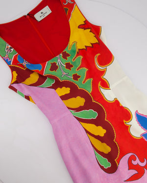 Etro Red and Multicolour Midi Cotton Dress with Open Back Size  IT 40 (UK 8)