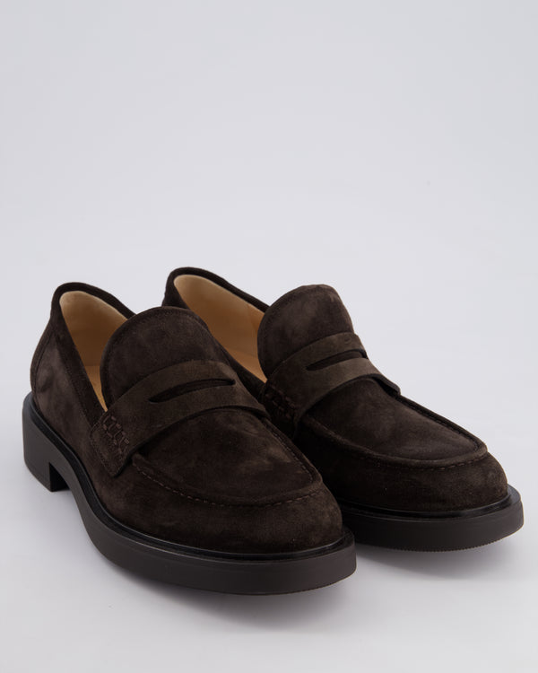 Gianvito Rossi Chocolate Brown Suede Penny Loafers Size EU 39 RRP £780