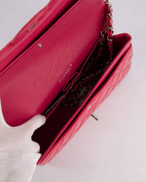 *HOT* Chanel Glossy Raspberry Pink Jumbo Classic Double Flap Bag in Patent Leather with Silver Hardware RRP £9,540