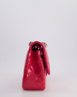 *HOT* Chanel Glossy Raspberry Pink Jumbo Classic Double Flap Bag in Patent Leather with Silver Hardware RRP £9,540
