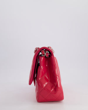 *HOT* Chanel Glossy Raspberry Pink Jumbo Classic Double Flap Bag in Patent Leather with Silver Hardware RRP £9,540