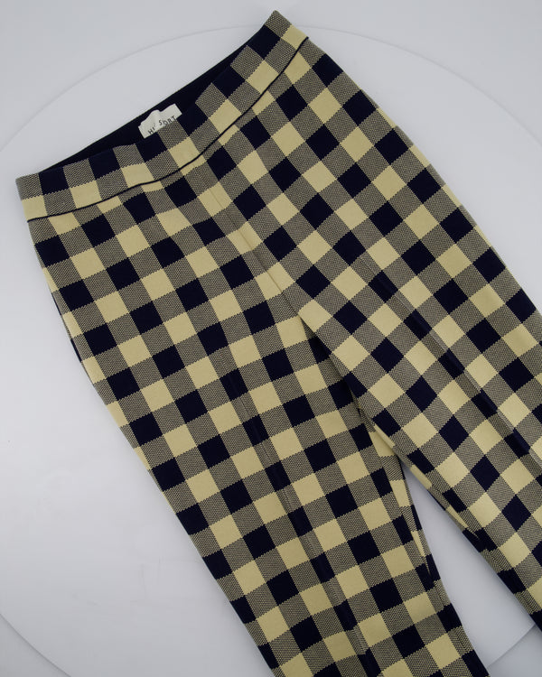 High Sport Cropped Kick Flare Trousers in Black and Beige Gingham Size FR 36 (UK 8) RRP £665