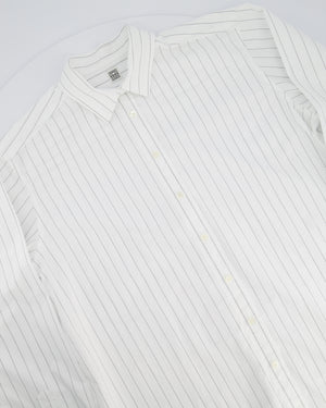 Toteme Pinstripe White Shirt With Logo Embroidery Detail Size FR 36 (UK 8)