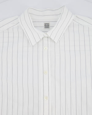 Toteme Pinstripe White Shirt With Logo Embroidery Detail Size FR 36 (UK 8)