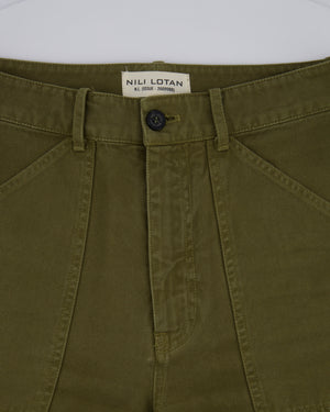 Nili Lotan Green Denim Wide Leg Trousers With Loop Detail Size US 2 (UK 6)