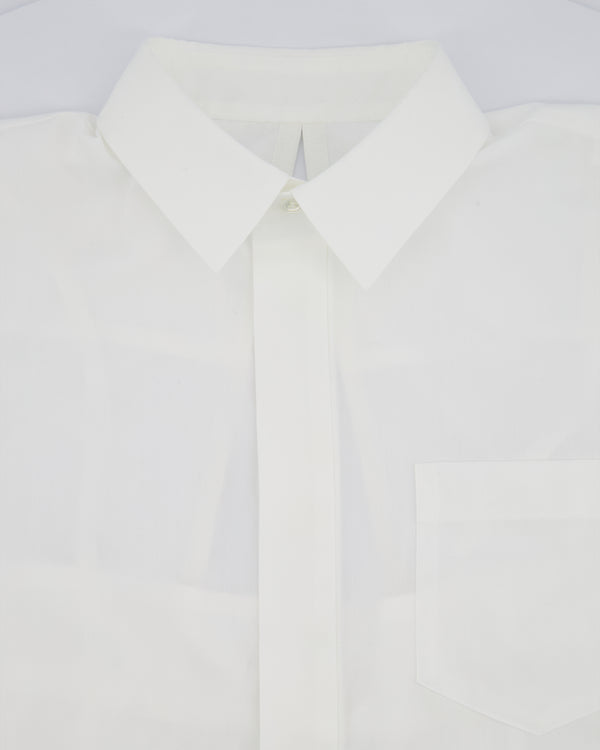 Sacai White Short Sleeve Button Down Shirt With Attached Pleated Skirt Detail Size Medium (UK 10)