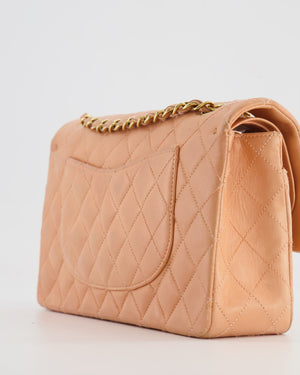 *FIRE PRICE* Chanel Vintage Peach Medium Classic Double Flap Bag in Lambskin Leather with 24k Gold Hardware