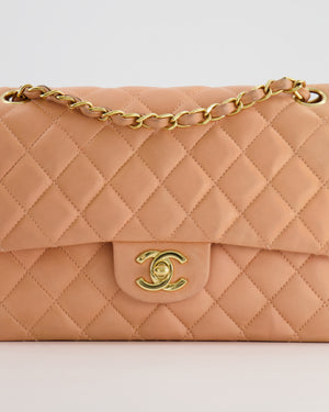 *FIRE PRICE* Chanel Vintage Peach Medium Classic Double Flap Bag in Lambskin Leather with 24k Gold Hardware