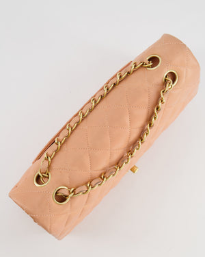 *FIRE PRICE* Chanel Vintage Peach Medium Classic Double Flap Bag in Lambskin Leather with 24k Gold Hardware