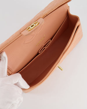 *FIRE PRICE* Chanel Vintage Peach Medium Classic Double Flap Bag in Lambskin Leather with 24k Gold Hardware