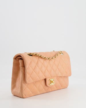 *FIRE PRICE* Chanel Vintage Peach Medium Classic Double Flap Bag in Lambskin Leather with 24k Gold Hardware