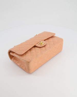 *FIRE PRICE* Chanel Vintage Peach Medium Classic Double Flap Bag in Lambskin Leather with 24k Gold Hardware