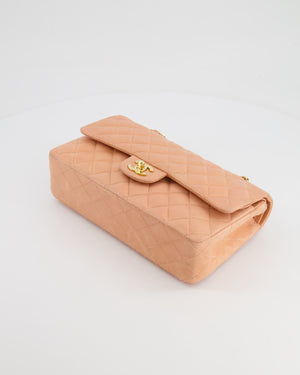 *FIRE PRICE* Chanel Vintage Peach Medium Classic Double Flap Bag in Lambskin Leather with 24k Gold Hardware