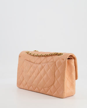 *FIRE PRICE* Chanel Vintage Peach Medium Classic Double Flap Bag in Lambskin Leather with 24k Gold Hardware