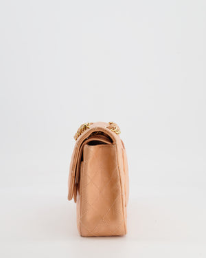 *FIRE PRICE* Chanel Vintage Peach Medium Classic Double Flap Bag in Lambskin Leather with 24k Gold Hardware