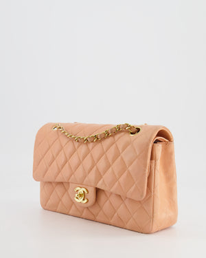 *FIRE PRICE* Chanel Vintage Peach Medium Classic Double Flap Bag in Lambskin Leather with 24k Gold Hardware