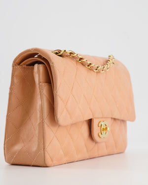 *FIRE PRICE* Chanel Vintage Peach Medium Classic Double Flap Bag in Lambskin Leather with 24k Gold Hardware