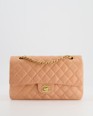 *FIRE PRICE* Chanel Vintage Peach Medium Classic Double Flap Bag in Lambskin Leather with 24k Gold Hardware