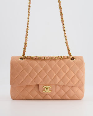 *FIRE PRICE* Chanel Vintage Peach Medium Classic Double Flap Bag in Lambskin Leather with 24k Gold Hardware