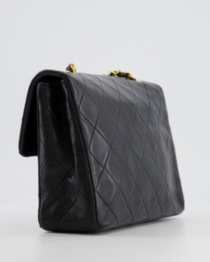 Chanel Vintage Black Small Square Single Flap Bag in Lambskin Leather with 24K Gold Hardware
