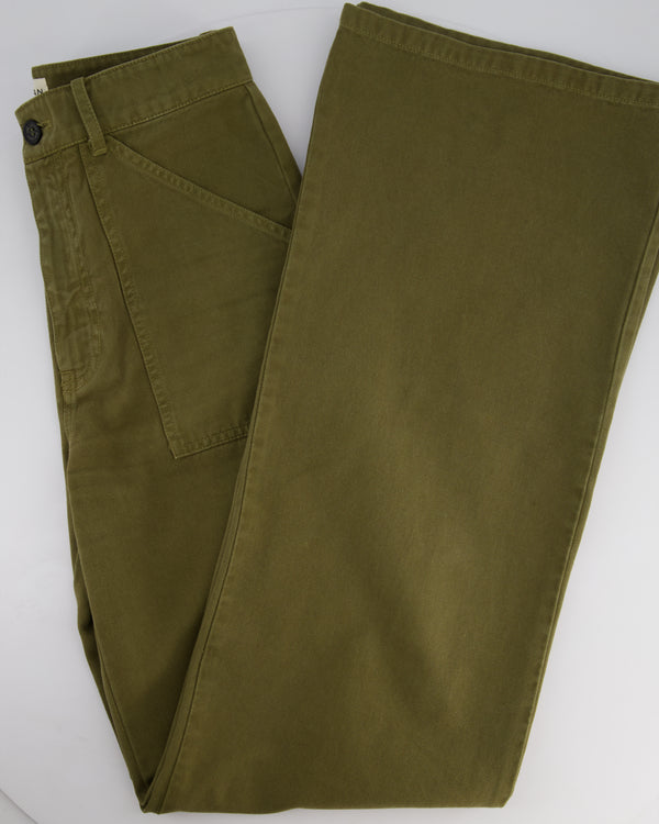 Nili Lotan Green Denim Wide Leg Trousers With Loop Detail Size US 2 (UK 6)