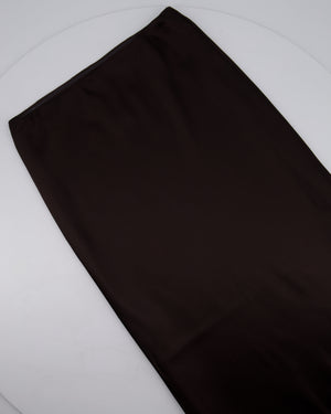 Norma Kamali Brown Satin Midi Skirt Size S (UK 8)