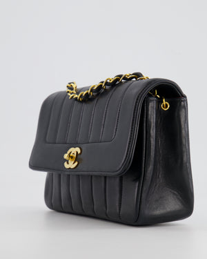 Chanel Vintage Black Classic Small Mademoiselle Flap Bag in Lambskin Leather with 24k Gold Hardware
