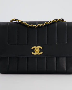 Chanel Vintage Black Classic Small Mademoiselle Flap Bag in Lambskin Leather with 24k Gold Hardware