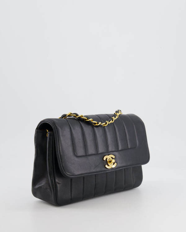 Chanel Vintage Black Classic Small Mademoiselle Flap Bag in Lambskin Leather with 24k Gold Hardware