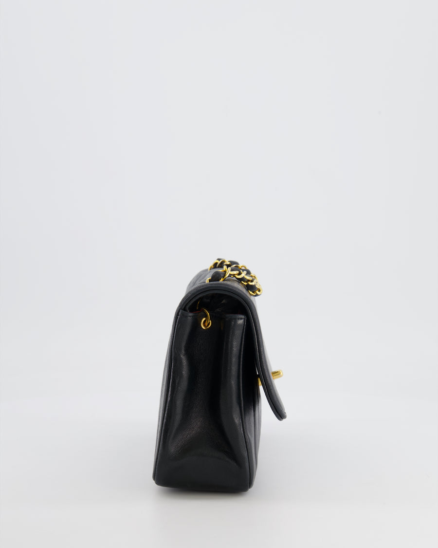 Chanel Vintage Black Classic Small Mademoiselle Flap Bag in Lambskin Leather with 24k Gold Hardware