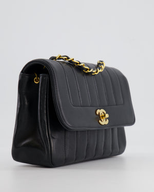 Chanel Vintage Black Classic Small Mademoiselle Flap Bag in Lambskin Leather with 24k Gold Hardware