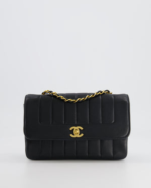 Chanel Vintage Black Classic Small Mademoiselle Flap Bag in Lambskin Leather with 24k Gold Hardware
