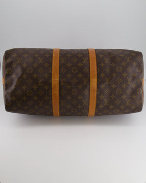 Louis Vuitton Vintage Brown Monogram Canvas Keepall 50 Travel Bag with Gold Hardware and Removable Strap RRP £2,000