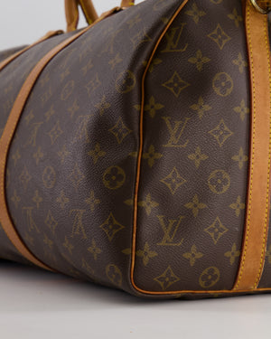 Louis Vuitton Vintage Brown Monogram Canvas Keepall 50 Travel Bag with Gold Hardware and Removable Strap RRP £2,000