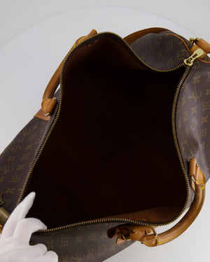 Louis Vuitton Vintage Brown Monogram Canvas Keepall 50 Travel Bag with Gold Hardware and Removable Strap RRP £2,000