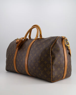 Louis Vuitton Vintage Brown Monogram Canvas Keepall 50 Travel Bag with Gold Hardware and Removable Strap RRP £2,000