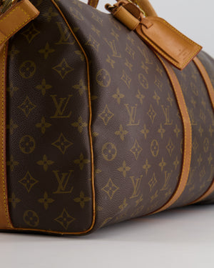 Louis Vuitton Vintage Brown Monogram Canvas Keepall 50 Travel Bag with Gold Hardware and Removable Strap RRP £2,000