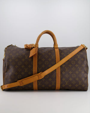 Louis Vuitton Vintage Brown Monogram Canvas Keepall 50 Travel Bag with Gold Hardware and Removable Strap RRP £2,000