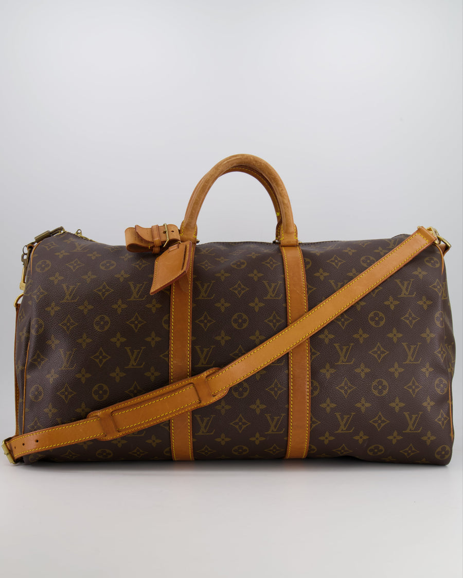 Louis Vuitton Vintage Brown Monogram Canvas Keepall 50 Travel Bag with Gold Hardware and Removable Strap RRP £2,000