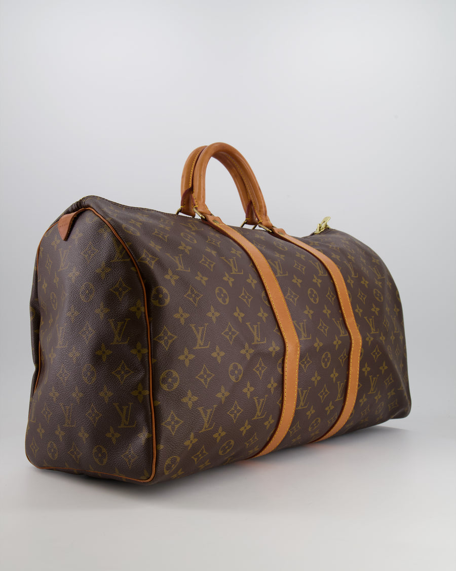 Louis Vuitton Vintage Brown Monogram Canvas Keepall 50 Travel Bag with Gold Hardware RRP £2,000