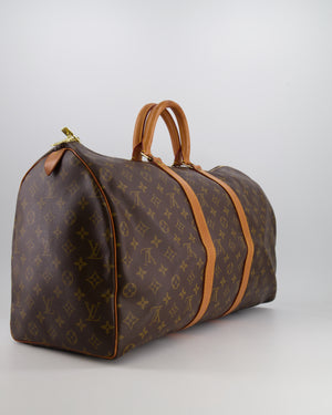 Louis Vuitton Vintage Brown Monogram Canvas Keepall 50 Travel Bag with Gold Hardware RRP £2,000